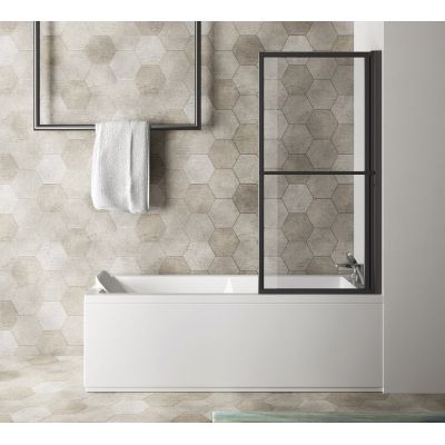 Polysan Olbia parawan nawannowy 71 cm 1-częściowy czarny mat/szkło przezroczyste 30336B