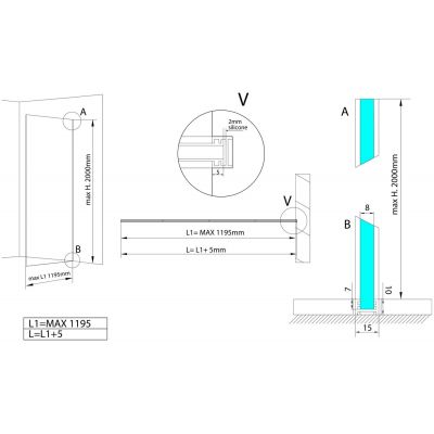 Polysan Architex Line Walk-In ścianka prysznicowa 110,5 cm szkło przezroczyste AL2243