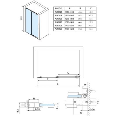 Polysan Altis Line drzwi prysznicowe 137x141 cm wnękowe chrom/szkło przezroczyste AL4115C