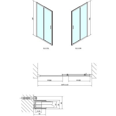 Polysan Easy Line drzwi prysznicowe 110 cm chrom/szkło przezroczyste EL1115