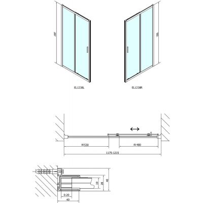 Polysan Easy Line drzwi prysznicowe 120 cm chrom/szkło brick EL1238
