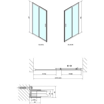 Polysan Easy Line drzwi prysznicowe 160 cm chrom/szkło przezroczyste EL1815