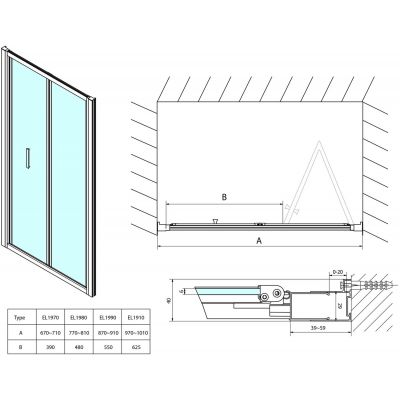 Polysan Easy Line drzwi prysznicowe 70 cm chrom/szkło przezroczyste EL1970