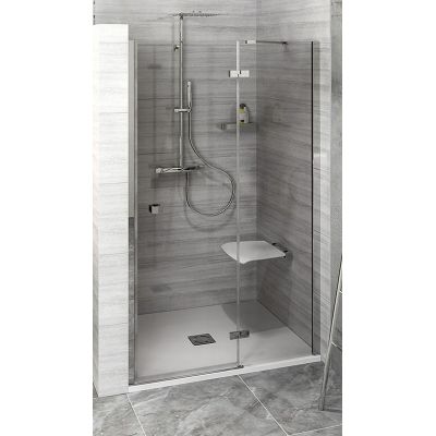 Polysan Fortis Line drzwi prysznicowe 150 cm wnękowe prawe chrom/szkło przezroczyste FL1415R