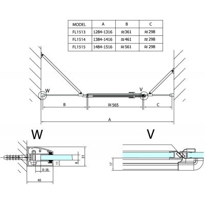 Polysan Fortis Line drzwi prysznicowe 140 cm wnękowe lewe chrom/szkło przezroczyste FL1514L