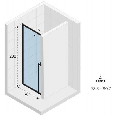 Riho Lucid GD101 drzwi prysznicowe 90 cm wnękowe czarny mat/szkło przezroczyste GD109B000