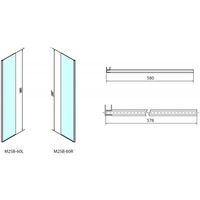 Polysan Modular Shower ścianka prysznicowa 60 cm boczna lewa szkło przezroczyste MS2B-60L