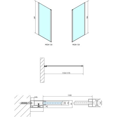 Polysan Modular Shower Walk-In ścianka prysznicowa 120 cm frontowa chrom/szkło przezroczyste MS3A-120