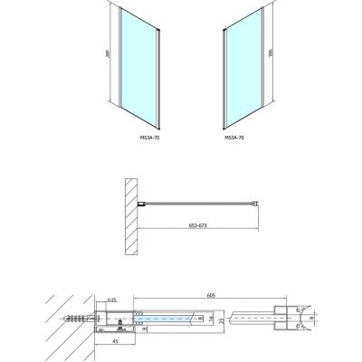 Polysan Modular Shower Walk-In ścianka prysznicowa 70 cm frontowa chrom/szkło przezroczyste MS3A-70