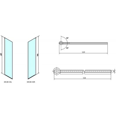Polysan Modular Shower ścianka prysznicowa 50 cm boczna szkło przezroczyste MS3B-50