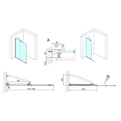 Polysan Modular Shower drzwi prysznicowe 140 cm rozsuwane chrom połysk/szkło przezroczyste MS5-140