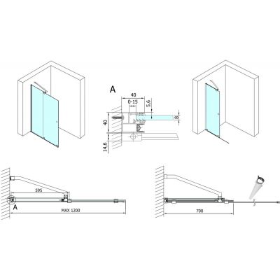 Polysan Modular Shower drzwi prysznicowe 120 cm Walk-In chrom/szkło przezroczyste MS5-120