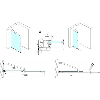 Polysan Modular Shower drzwi prysznicowe 160 cm Walk-In chrom/szkło przezroczyste MS5-160