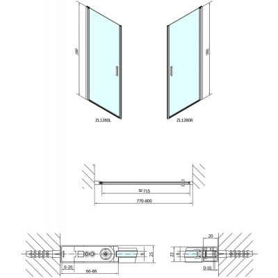 Polysan Zoom Line drzwi prysznicowe 80 cm chrom/szkło przezroczyste ZL1280
