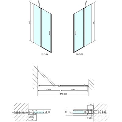 Polysan Zoom Line drzwi prysznicowe 100 cm chrom/szkło przezroczyste ZL1310