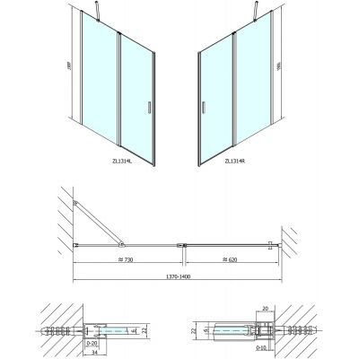 Polysan Zoom Line drzwi prysznicowe 140 cm chrom/szkło przezroczyste ZL1314