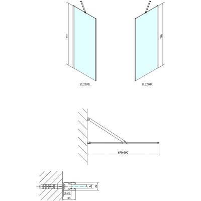 Polysan Zoom Line ścianka prysznicowa 70 cm boczna chrom/szkło przezroczyste ZL3270