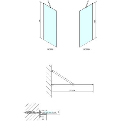 Polysan Zoom Line ścianka prysznicowa 80 cm boczna chrom/szkło przezroczyste ZL3280