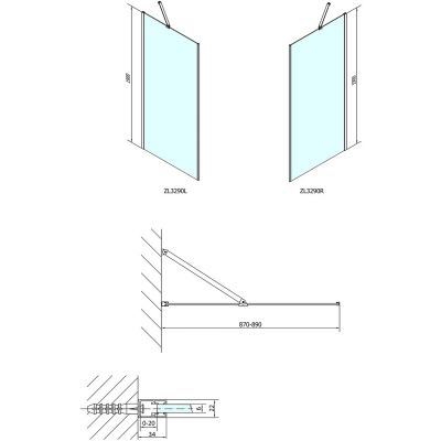 Polysan Zoom Line ścianka prysznicowa 90 cm boczna chrom/szkło przezroczyste ZL3290