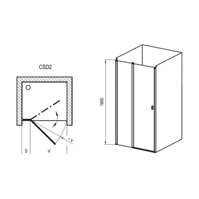 Ravak Chrome CSD2-120 drzwi prysznicowe 120 cm wnękowe biały/szkło przezroczyste 0QVGC100Z1
