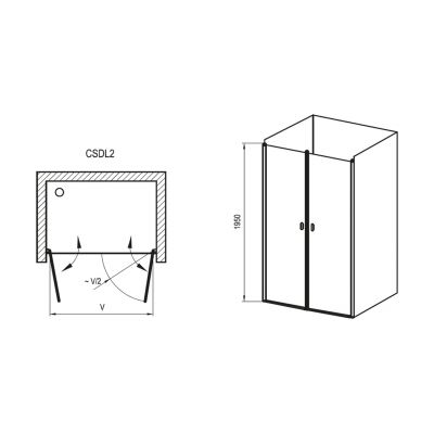 Ravak Chrome CSDL2-100 drzwi prysznicowe 100 cm wnękowe satyna/szkło przezroczyste 0QVACU0LZ1