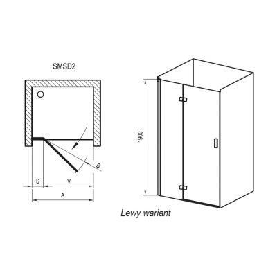 Ravak SmartLine SMSD2-110 A-L drzwi prysznicowe 110 cm uchylne lewe chrom/szkło przezroczyste 0SLDAA00Z1