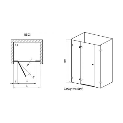 Ravak Brillant BSD3-110 L drzwi prysznicowe 110 cm wnękowe lewe szkło transparentne 0ULD0A00Z1
