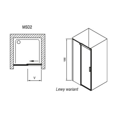 Ravak Matrix MSD2-110 R drzwi prysznicowe 110 cm przesuwne prawe polerowane aluminium/szkło przezroczyste 0WPD0C00Z1