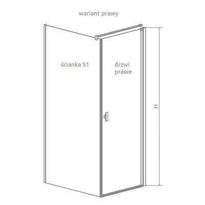 Radaway Nes Brushed GunMetal KDJ I drzwi prysznicowe 90 cm uchylne gunMetal szczotkowany/szkło przezroczyste 10022090-92-01R