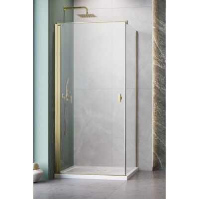 Radaway Nes Brushed Gold KDJ drzwi prysznicowe 90 cm uchylne złoty szczotkowany/szkło przezroczyste 10022090-99-01R