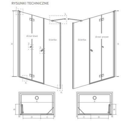 Radaway Nes Brushed GunMetal DWS B drzwi prysznicowe 85 cm uchylne gunmetal szczotkowany/szkło przezroczyste 10044850-92-01R