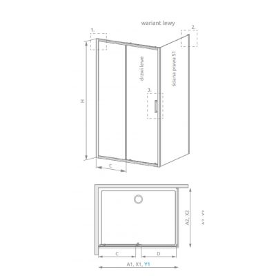 Radaway Premium Pro Black KDJ drzwi prysznicowe 130 cm uchylne czarny mat/szkło przezroczyste 1015130-54-01L