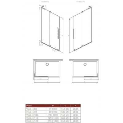 Radaway Furo SL Walk-In drzwi ze ścianką 110 cm prawe wolnostojąca chrom/szkło przezroczyste 10306588-01-01R/10110544-01-01