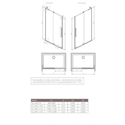 Radaway Furo SL DWJ drzwi prysznicowe 57,2 cm rozsuwane chrom połysk/szkło przezroczyste 10307572-01-01R