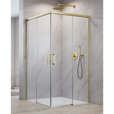 Radaway Idea 8 Brushed Gold KDD kabina prysznicowa część lewa 100x100 cm kwadratowa złoty półmat/szkło przezroczyste 10370100-99-01L