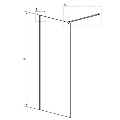 Radaway Modo New Black II ścianka prysznicowa walk-in 140 cm czarny mat/szkło przezroczyste 10409144-54-01