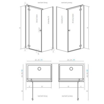 Radaway Essenza 8 Brushed Gold KDJ drzwi prysznicowe 120 cm uchylne złoty szczotkowany/szkło przezroczyste 10480812-01-01R/10470337-99-01R