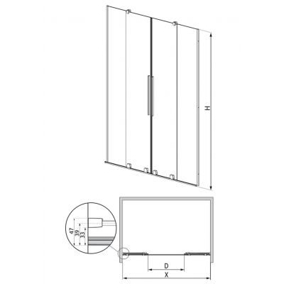 Radaway Furo Black DWD drzwi prysznicowe 168 cm czarny mat/szkło przezroczyste 20231012-161000-38237