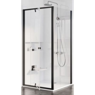 Outlet - Ravak Pivot PPS-90 ścianka prysznicowa 90 cm stała czarny mat/szkło przezroczyste 90G70300Z1