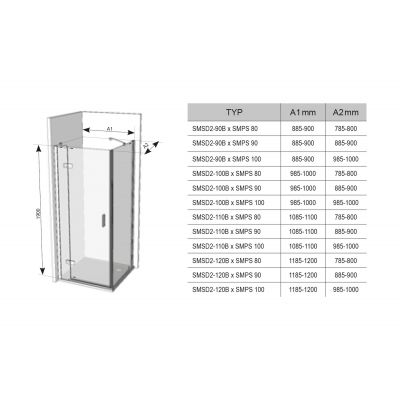 Ravak SmartLine SMPS-80 P ścianka prysznicowa 80 cm stała prawa chrom/szkło przezroczyste 9SP40A00Z1