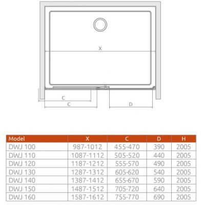 Radaway Idea Black 8 DWJ drzwi prysznicowe 120 cm rozsuwane czarny mat/szkło przezroczyste 10330620-54-01L/10350553-01-01