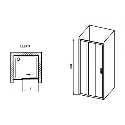 Ravak drzwi prysznicowe BLDP3 90 cm szkło transparentne X00H70C00Z1
