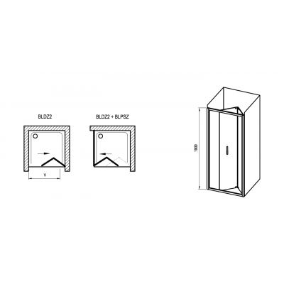 Ravak BLDZ2 drzwi prysznicowe 70 cm połysk/szkło przezroczyste X01H10C00Z1