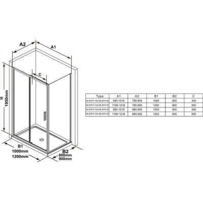 Ravak Blix Slim BLSPS-90 ścianka prysznicowa 90 cm stała czarny mat/szkło przezroczyste X9BM70300Z1