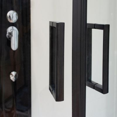 Roth kabina z brodzikiem i zestawem prysznicowym 90x90 cm czarny mat/szkło przezroczyste 4000876