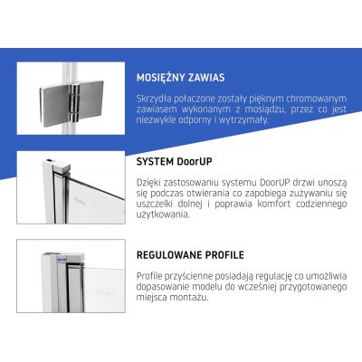 Rea My Space N drzwi prysznicowe 70 cm składane szkło transparentne REA-K0936