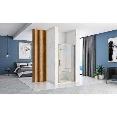 Rea Rapid Swing drzwi prysznicowe 100 cm uchylne złoty szczotkowany/szkło przezroczyste REA-K2503