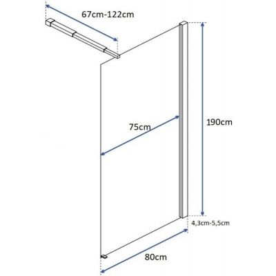 Rea Craft ścianka prysznicowa 80 cm wolnostojąca profile aluminium REA-K4201