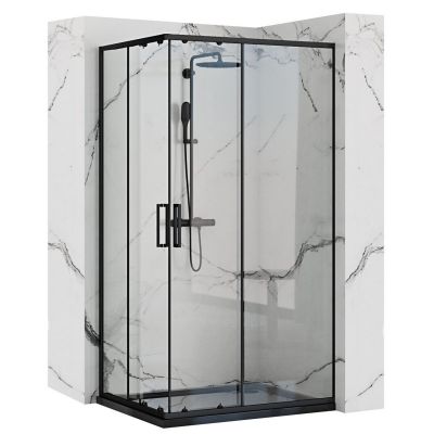 Rea Punto Black kabina prysznicowa 100x80 cm prostokątna czarny półmat/szkło przezroczyste REA-K4806