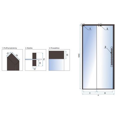 Rea Rapid Slide drzwi prysznicowe 140 cm czarny półmat/szkło przezroczyste REA-K6404